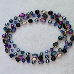 Faux Multi-Color Bead Necklace 27 Inches Long